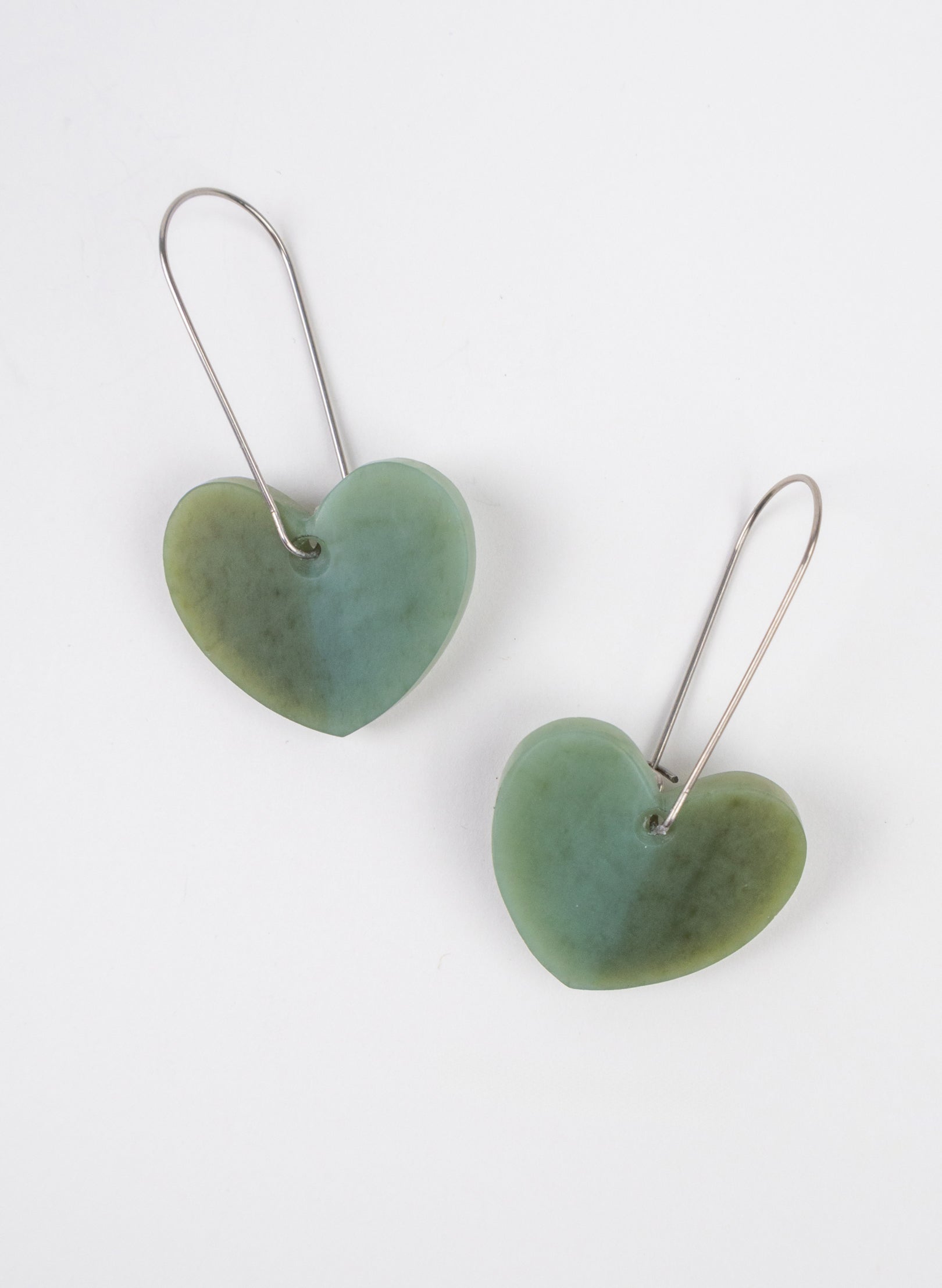 Pounamu Drop Heart Earrings