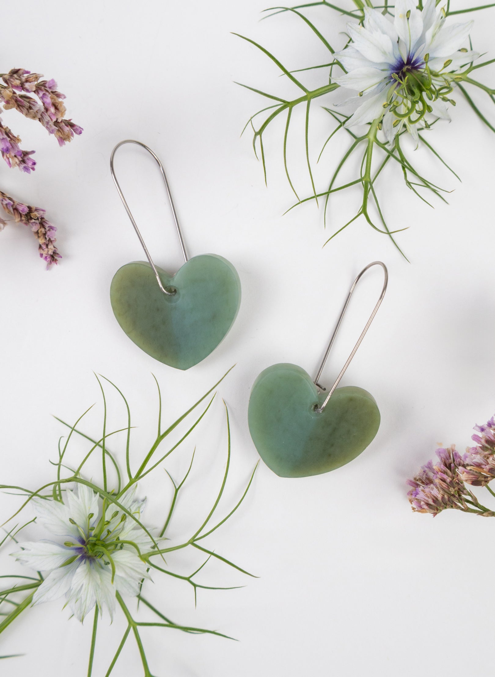 Pounamu Drop Heart Earrings