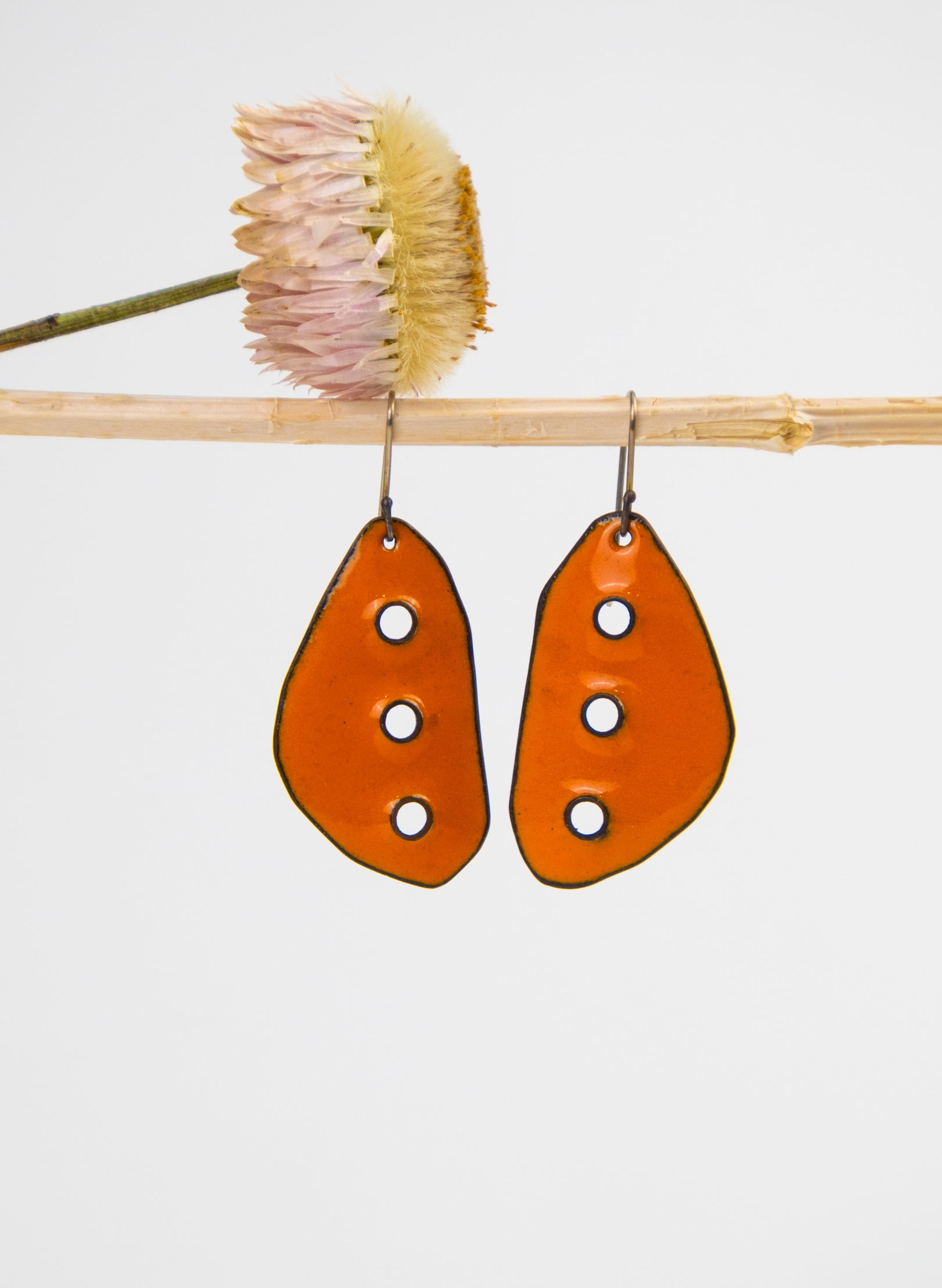 3 Hole Enamel Earrings