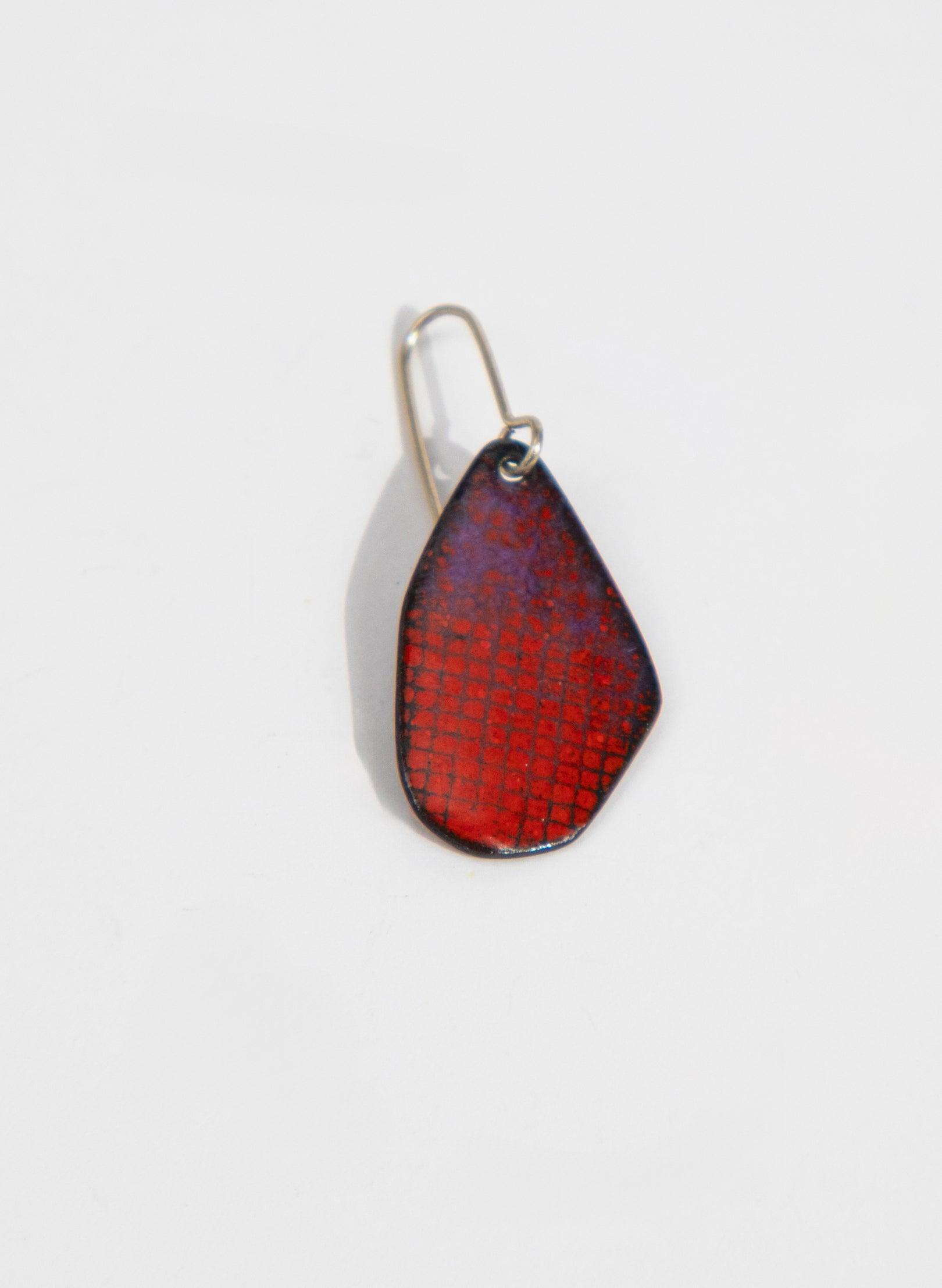 Red Grid Enamel Earrings