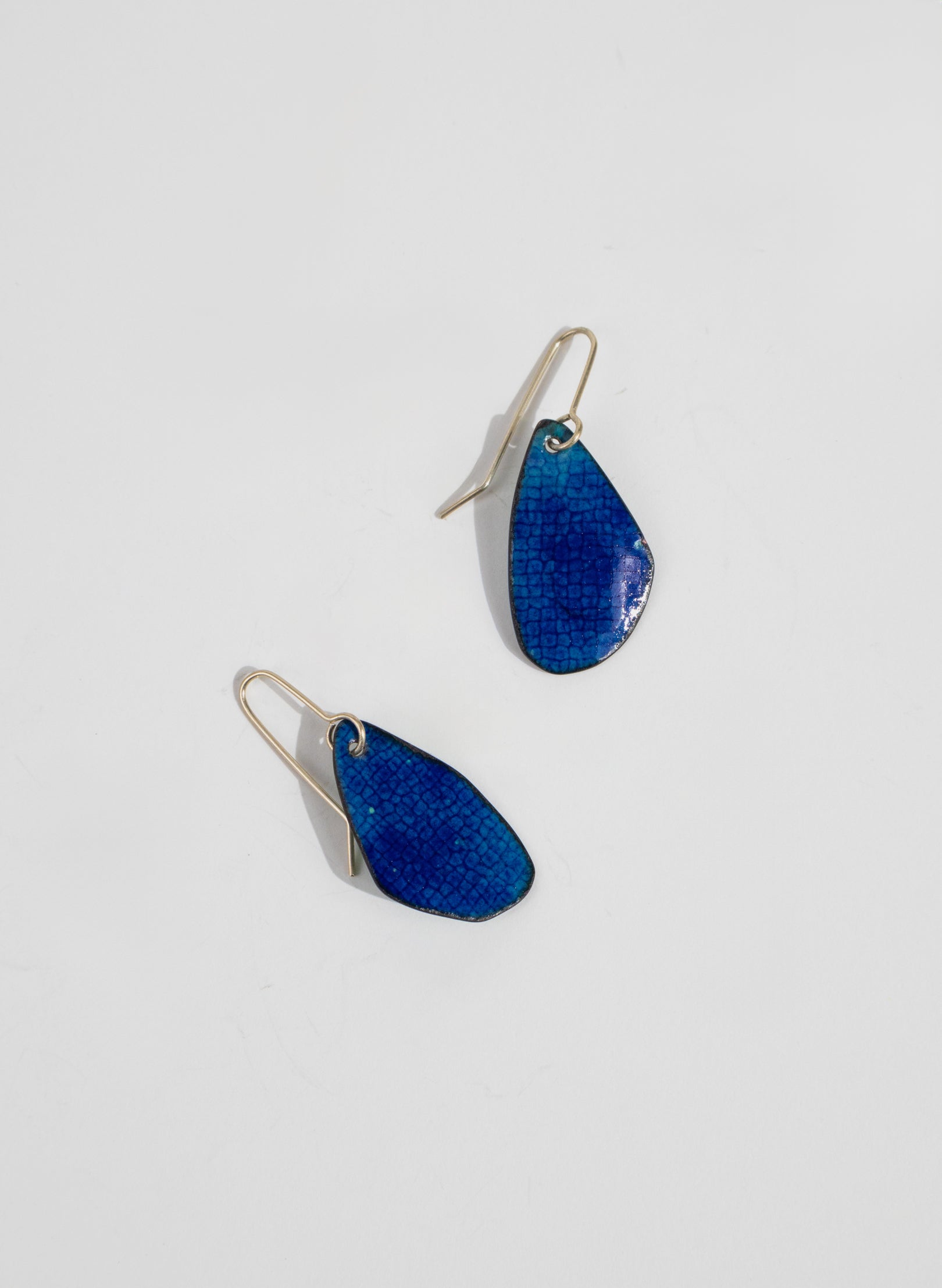 Blue Grid Enamel Earrings