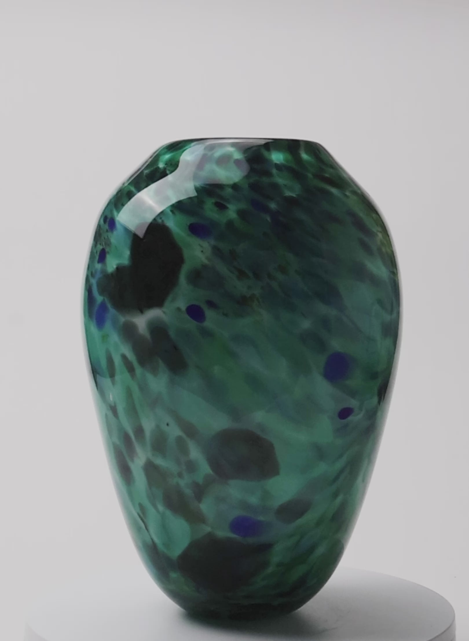 Greenstone Glass Vase Grey Spots