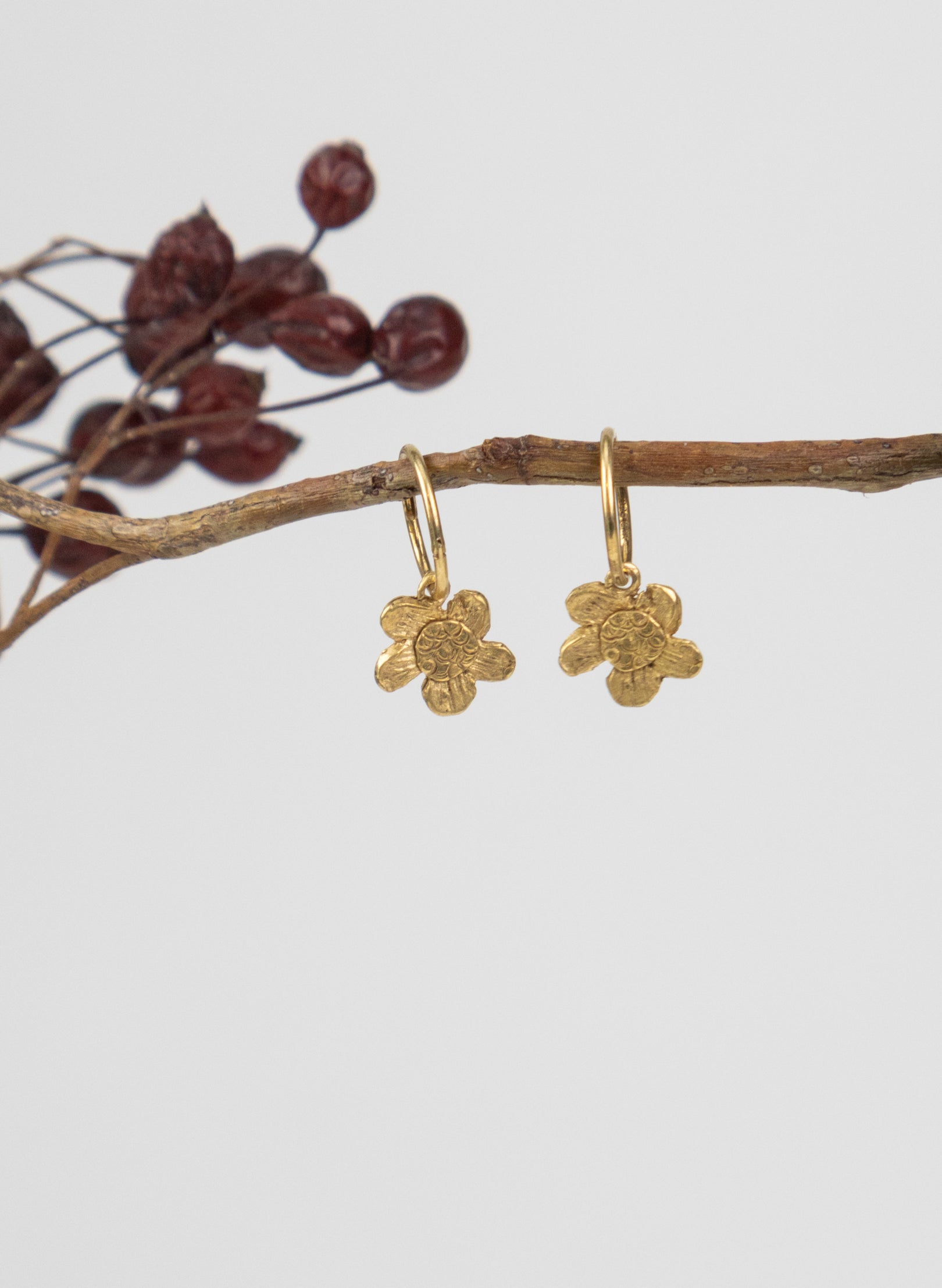 Hoop Earrings with Alpine Daisy Charm