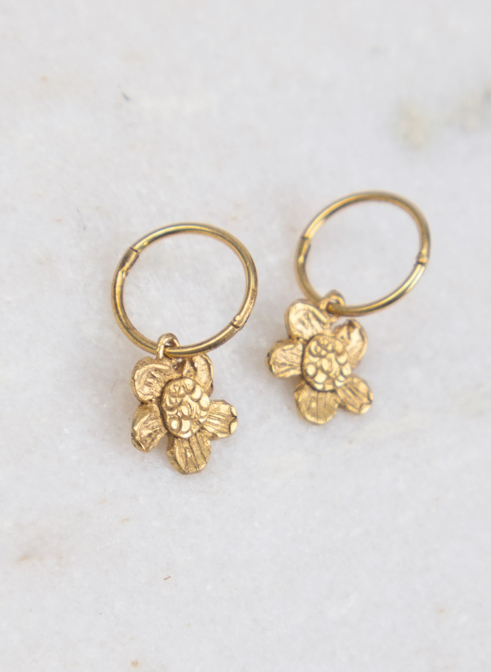 Hoop Earrings with Alpine Daisy Charm