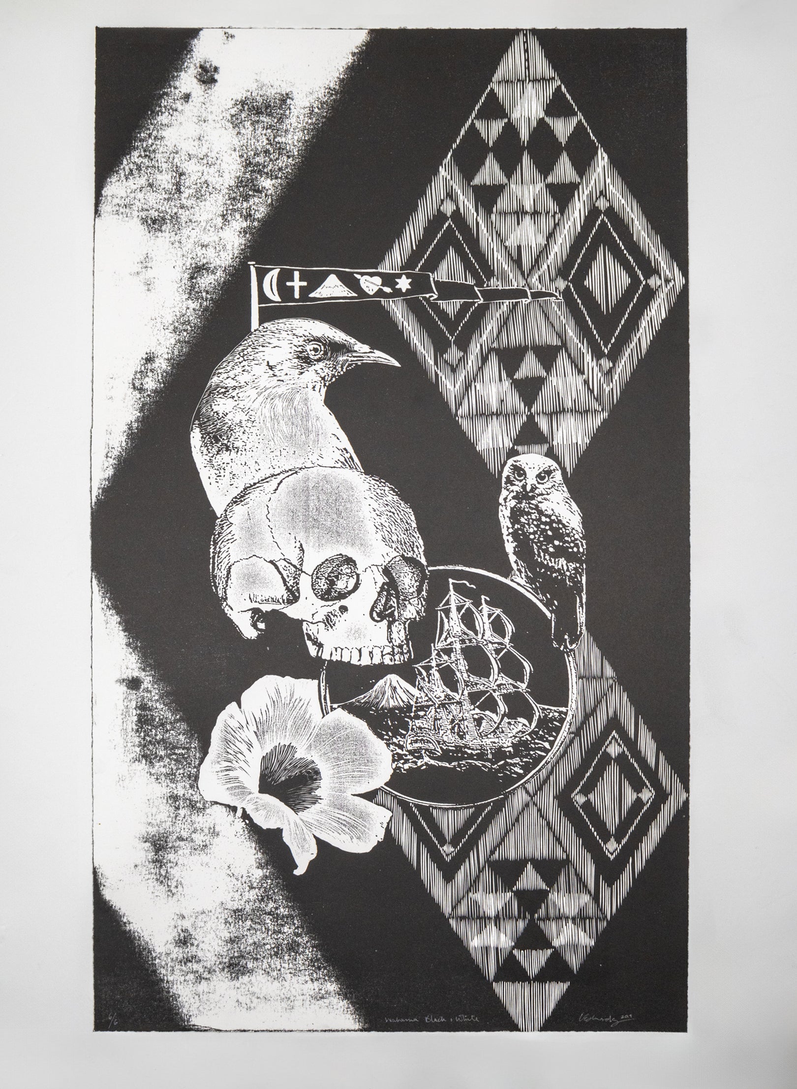 Waharua (Contact Point) - Mixed Media Print