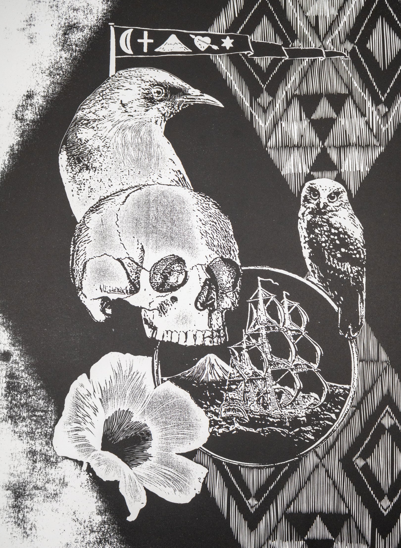 Waharua (Contact Point) - Mixed Media Print