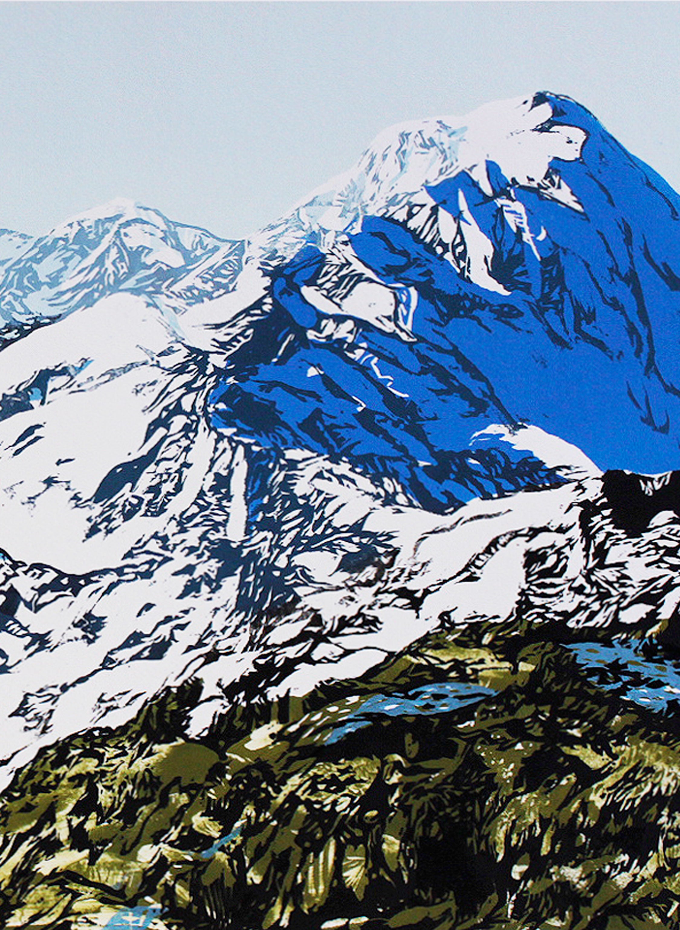 Mount Tasman & Upper Fox Glacier - Woodblock Print