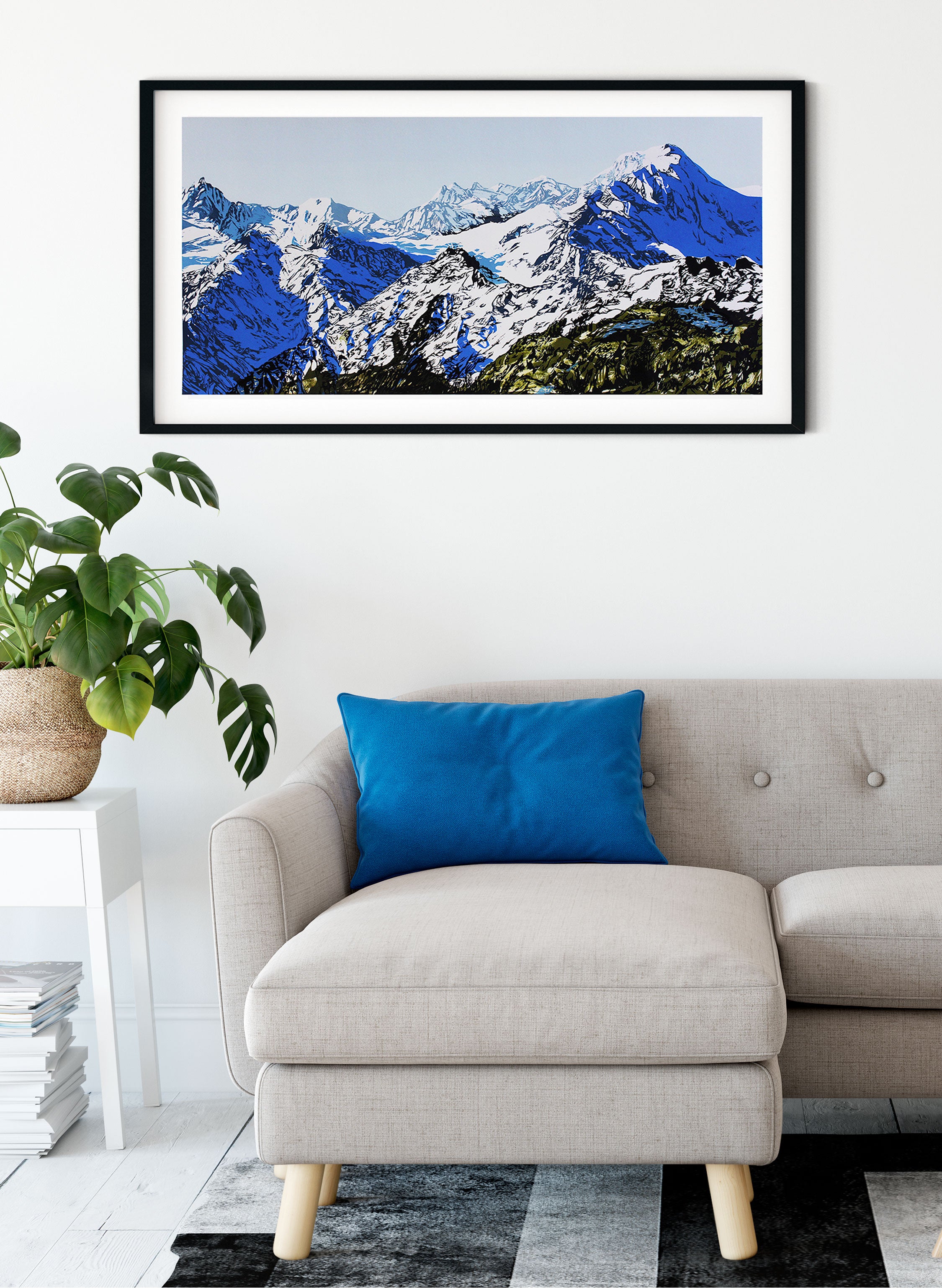 Mount Tasman & Upper Fox Glacier - Woodblock Print