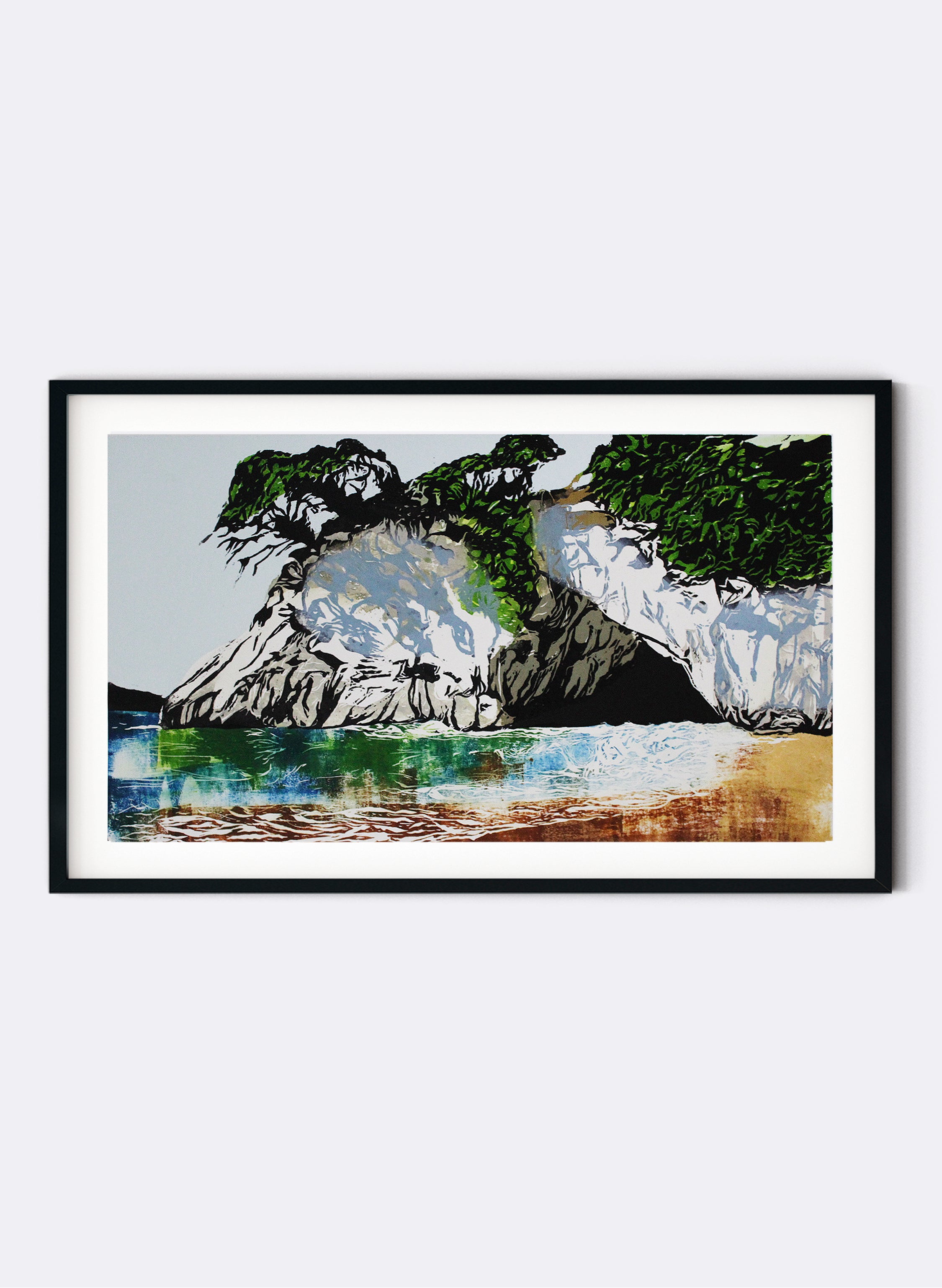 Cathedral Cove - Woodblock Print