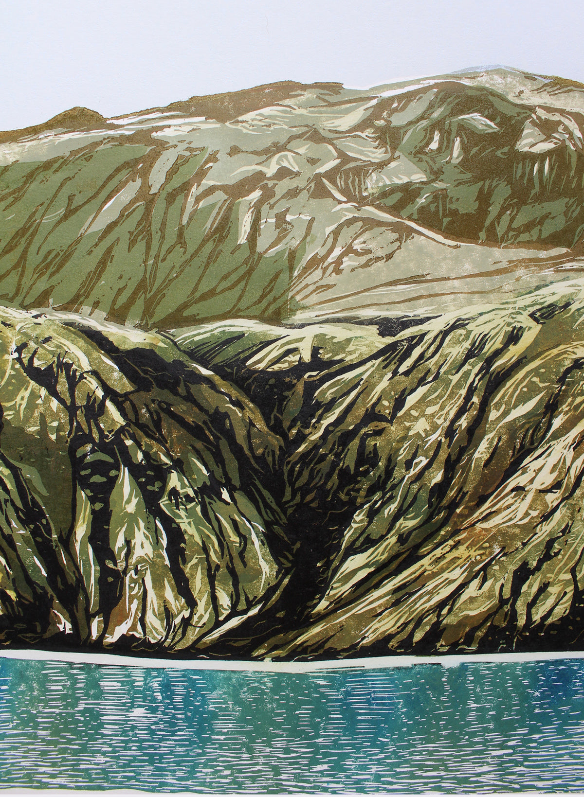 Mt Tarawera - Woodblock Print