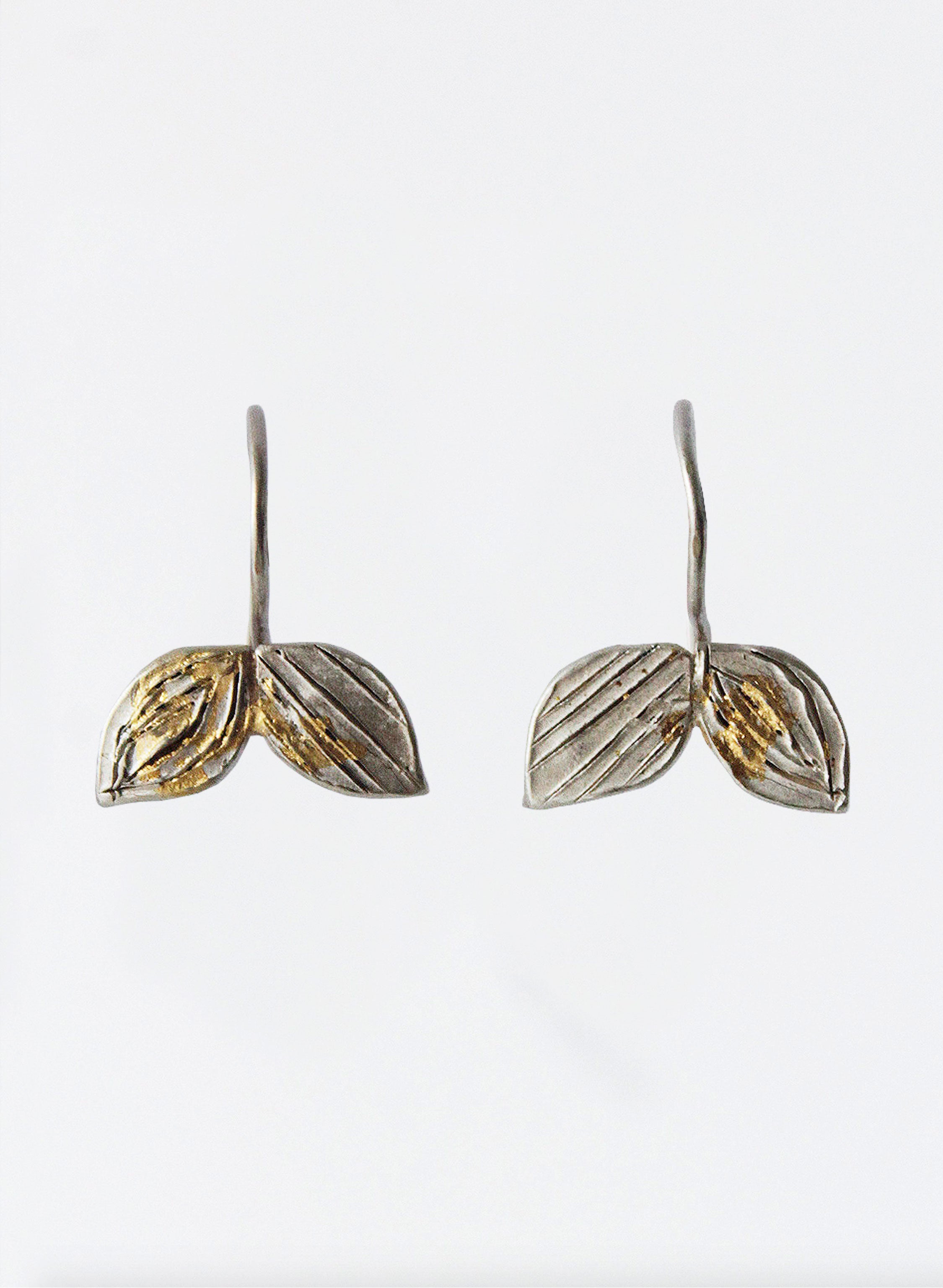Double Leaf Small Hoop Earrings