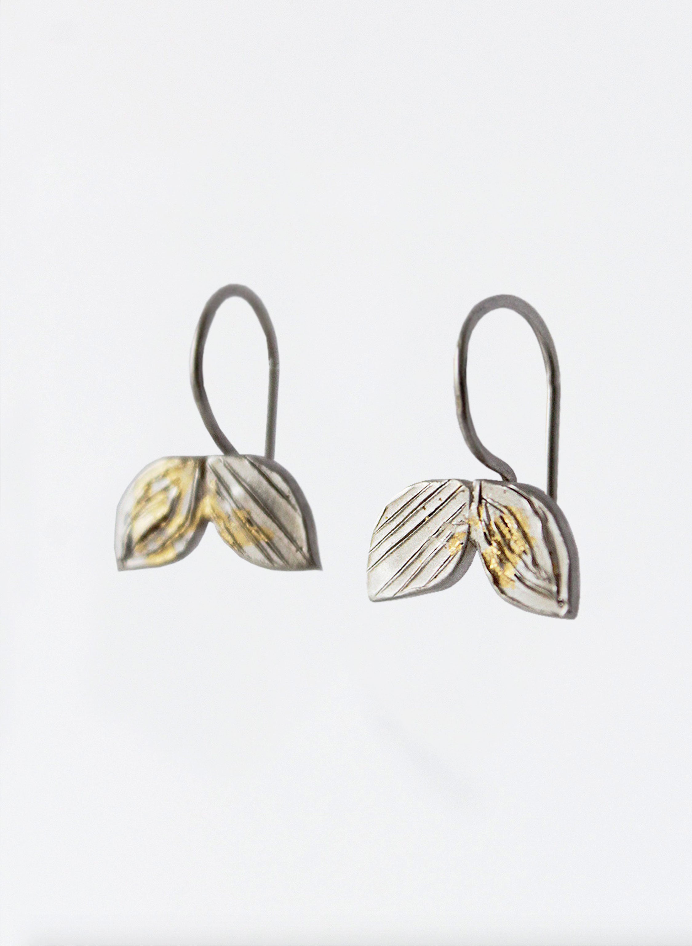 Double Leaf Small Hoop Earrings