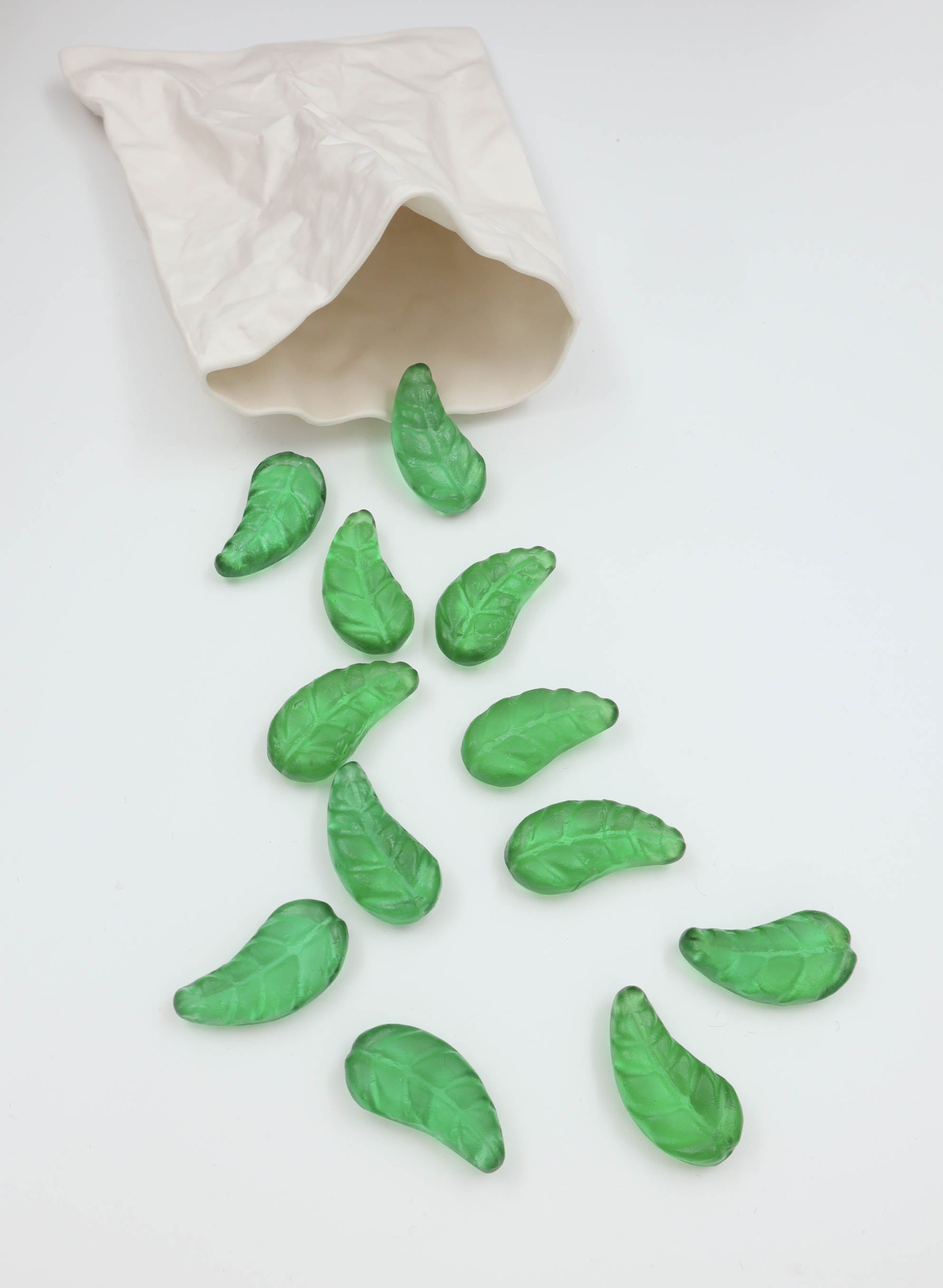 Small Cast Glass Spearmint Leaf Lolly