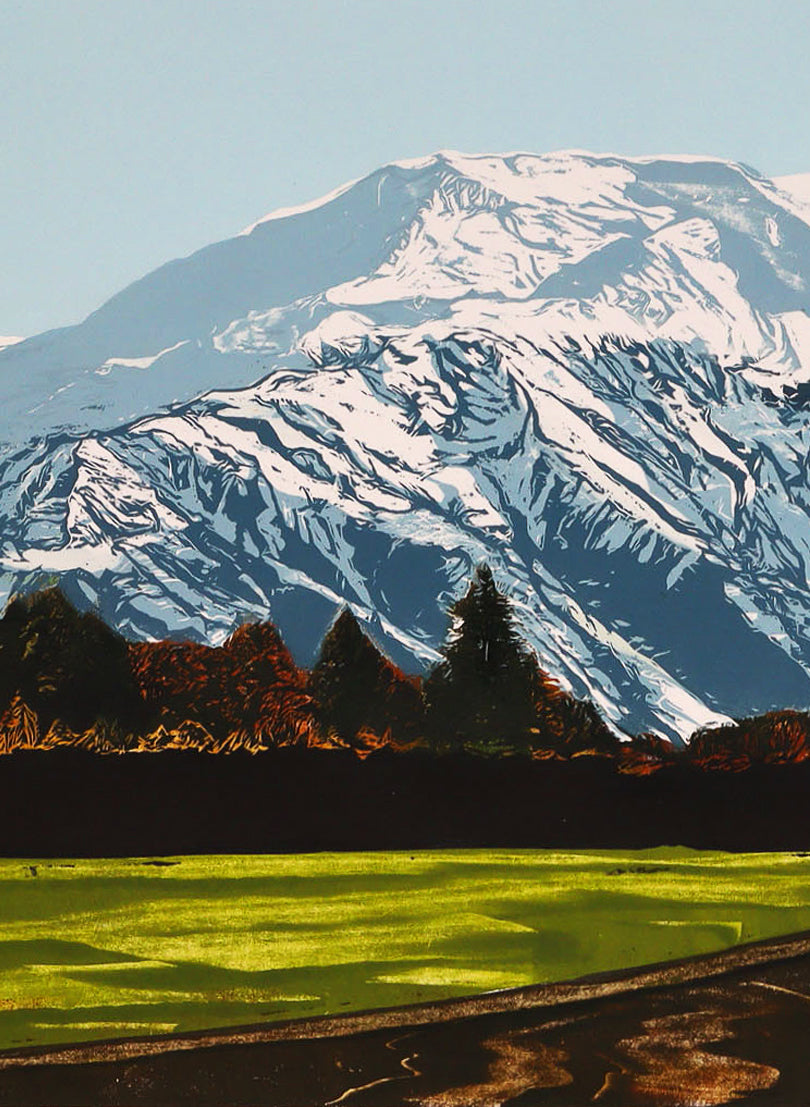 Mt Hutt - Woodblock Print