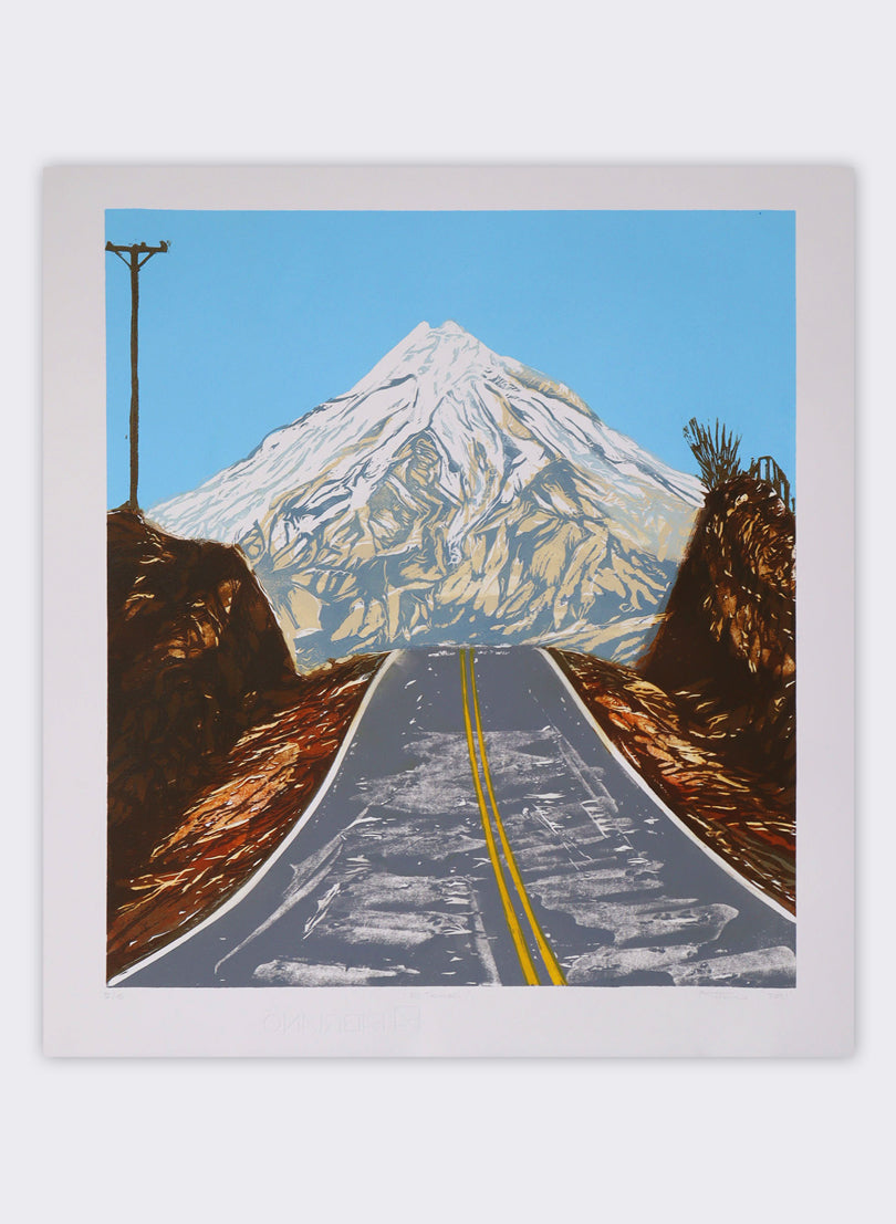 Mount Taranaki - Woodblock Print