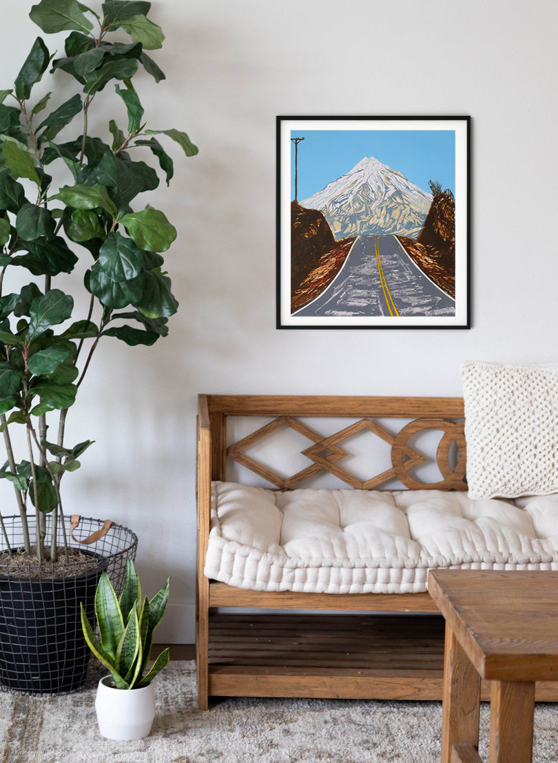 Mount Taranaki - Woodblock Print