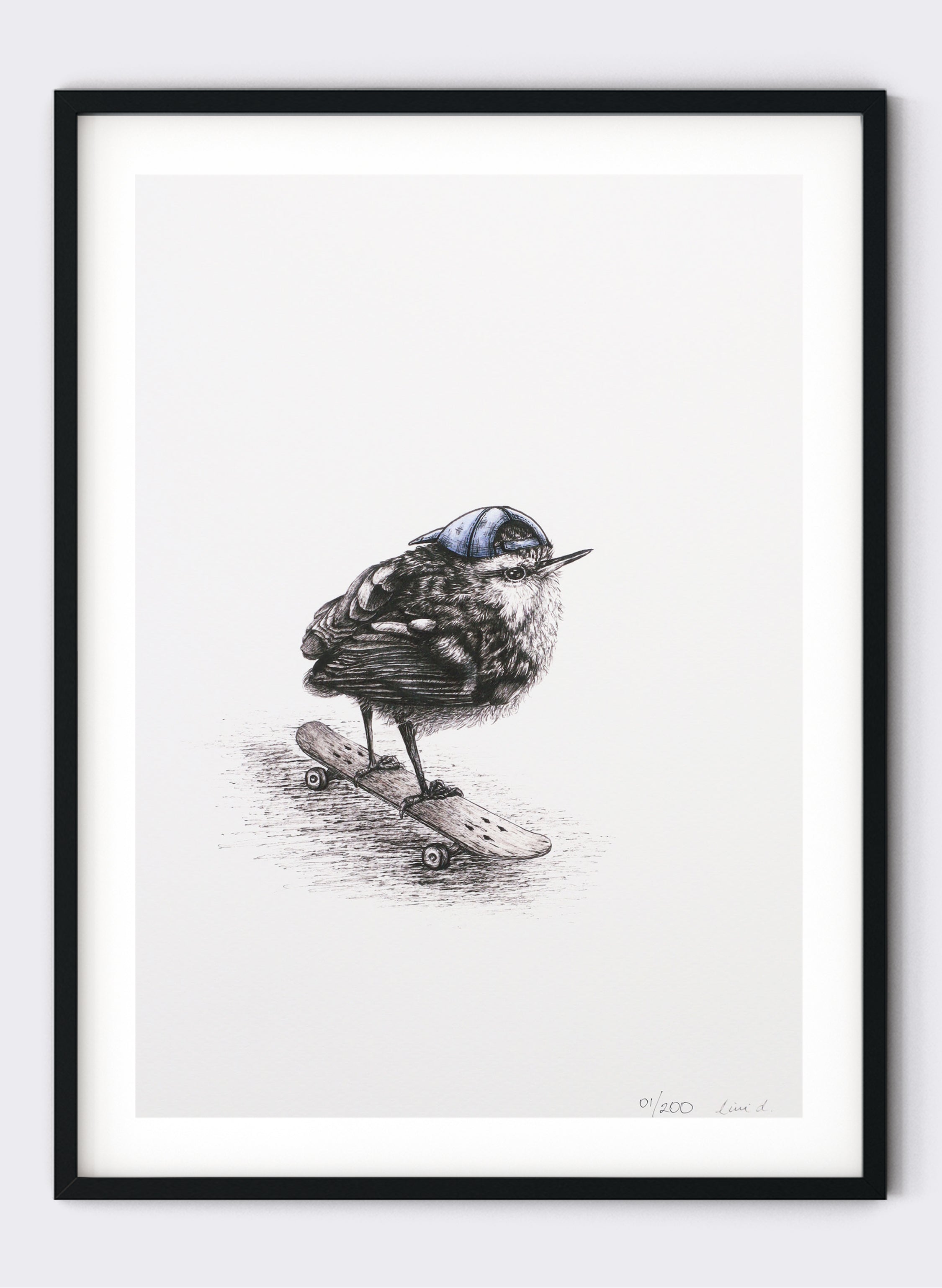 Rockwren on Skateboard - Giclée Print