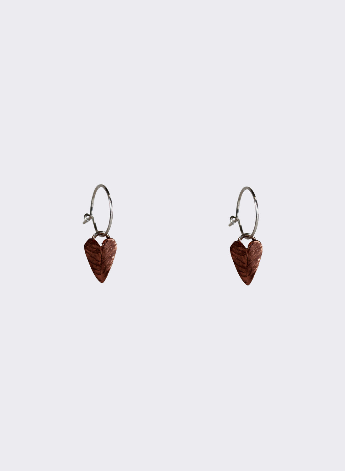 Copper And Silver Shield Heart Hoops