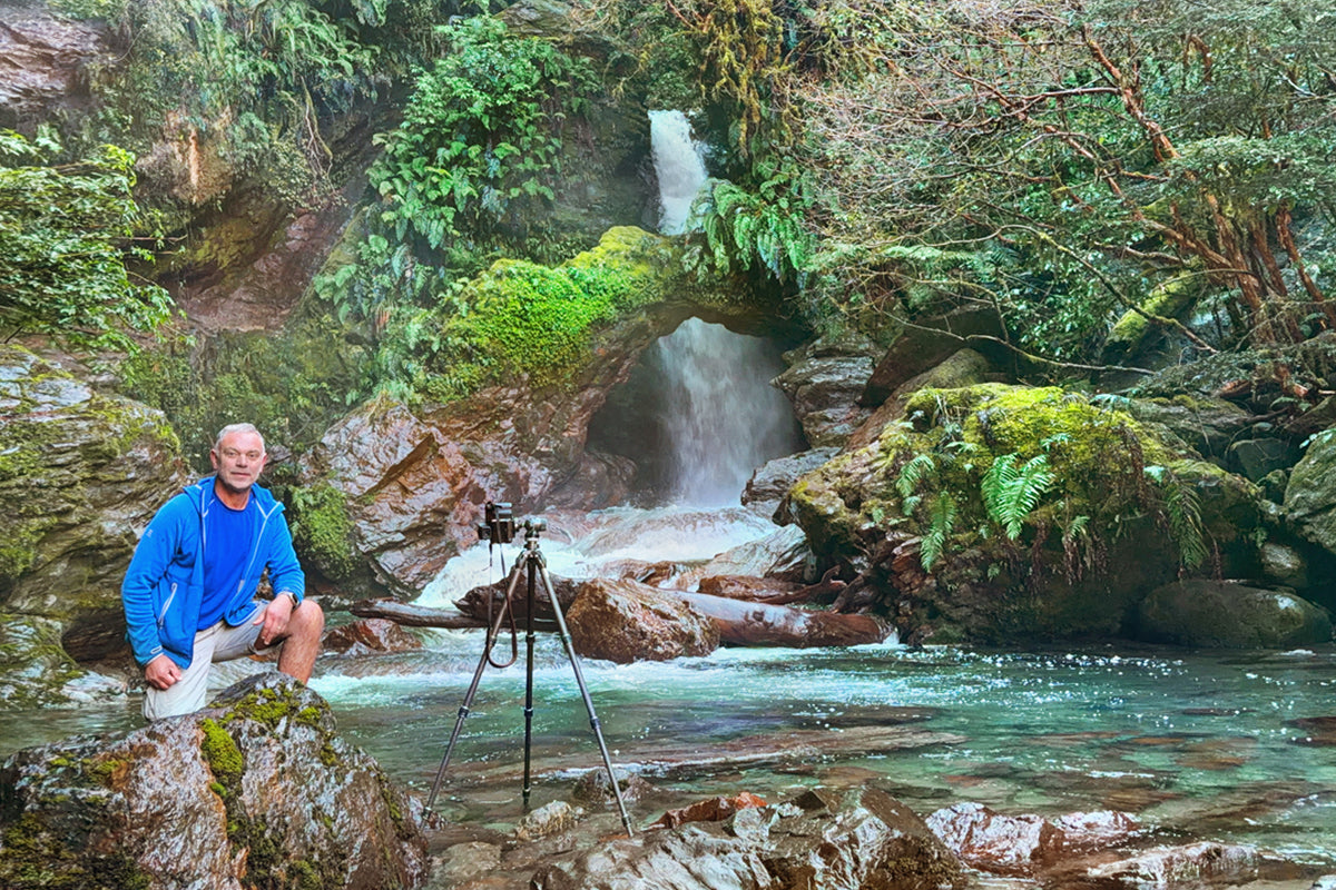 Peter Latham poses at the site where he captured the image 'Emerald Eden'