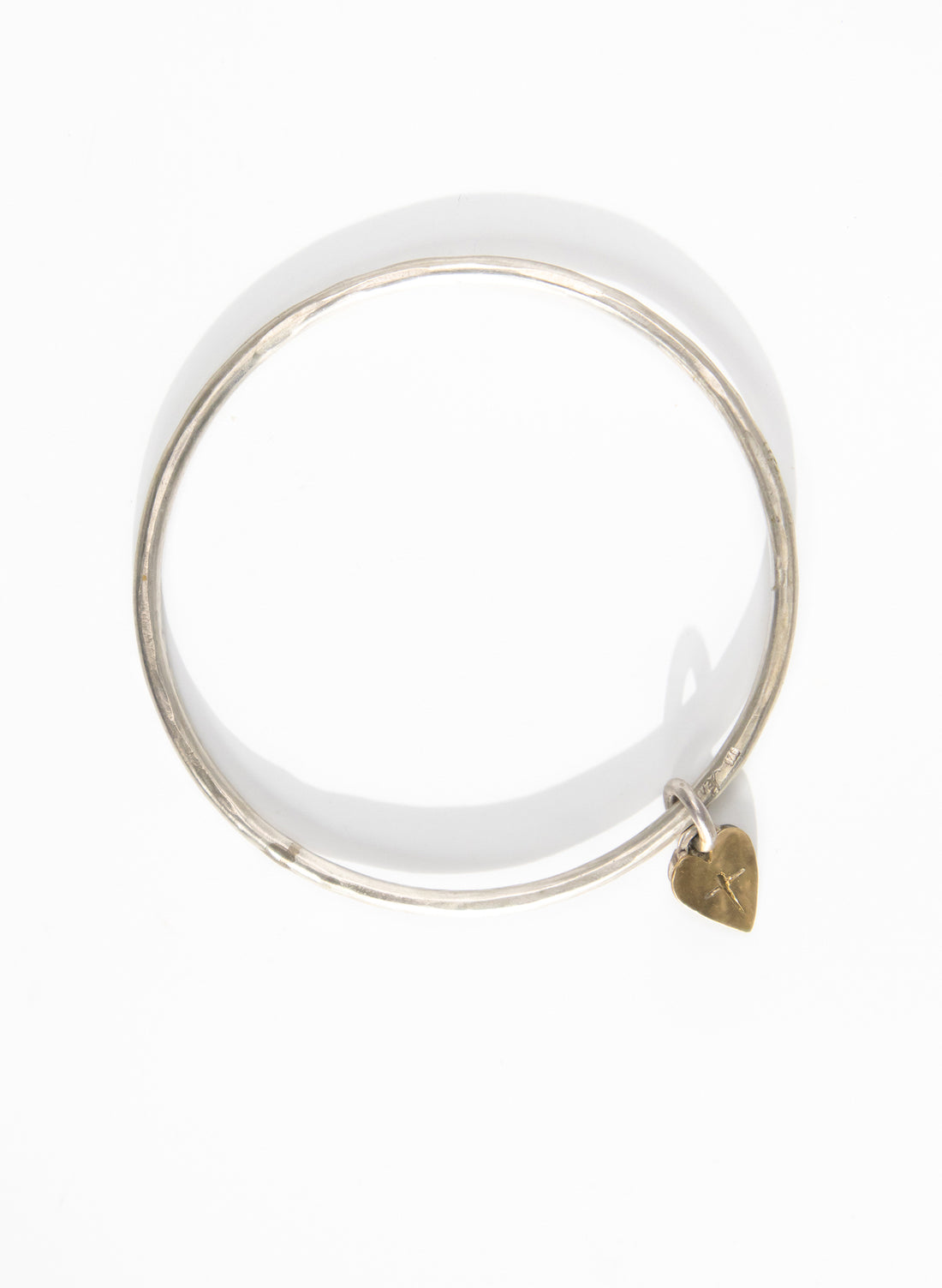 What Goes Around - Sterling Silver Bangle + 18ct Pink Gold Heart