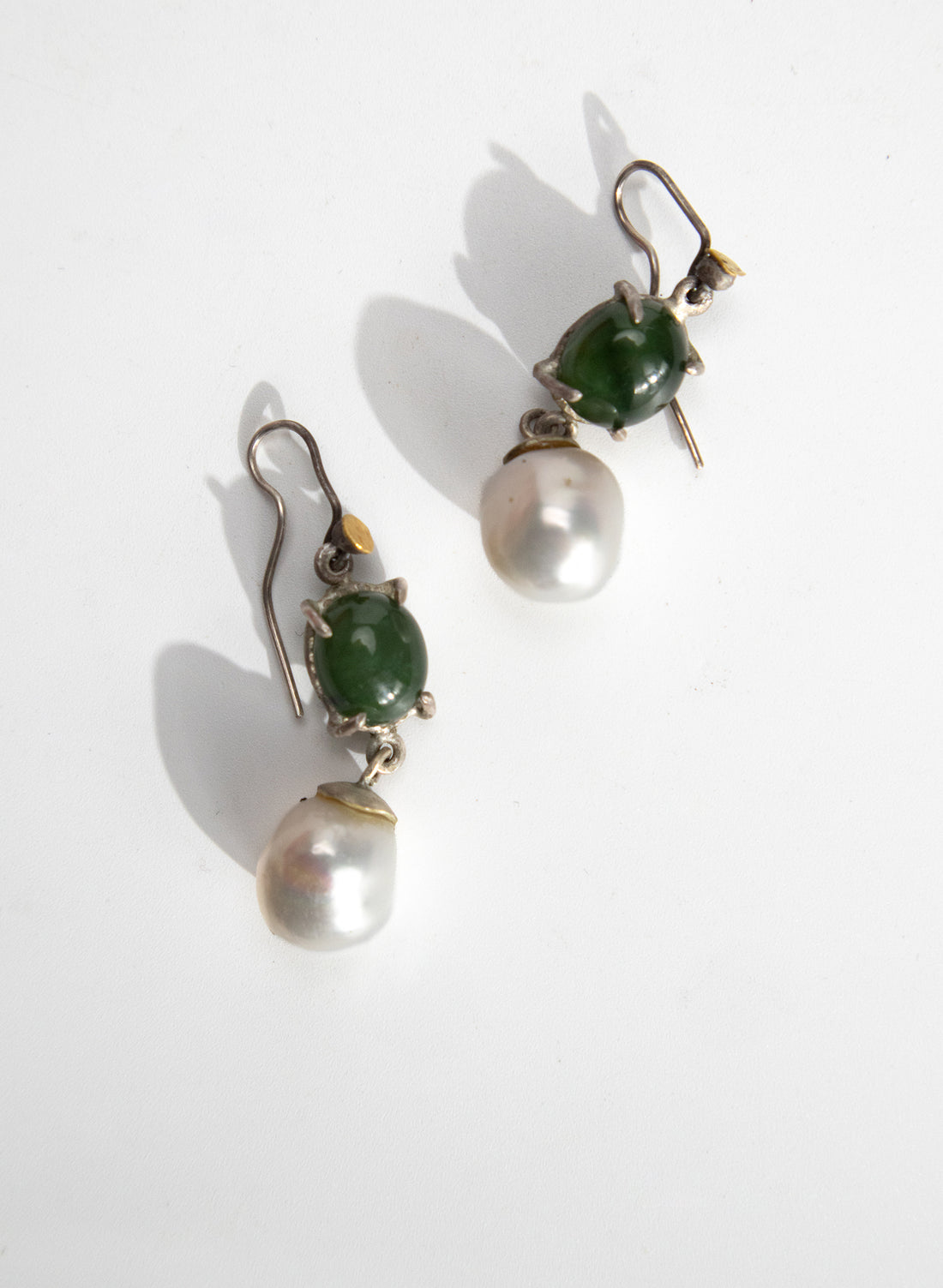 Empress Pounamu &amp; Pearl Earrings