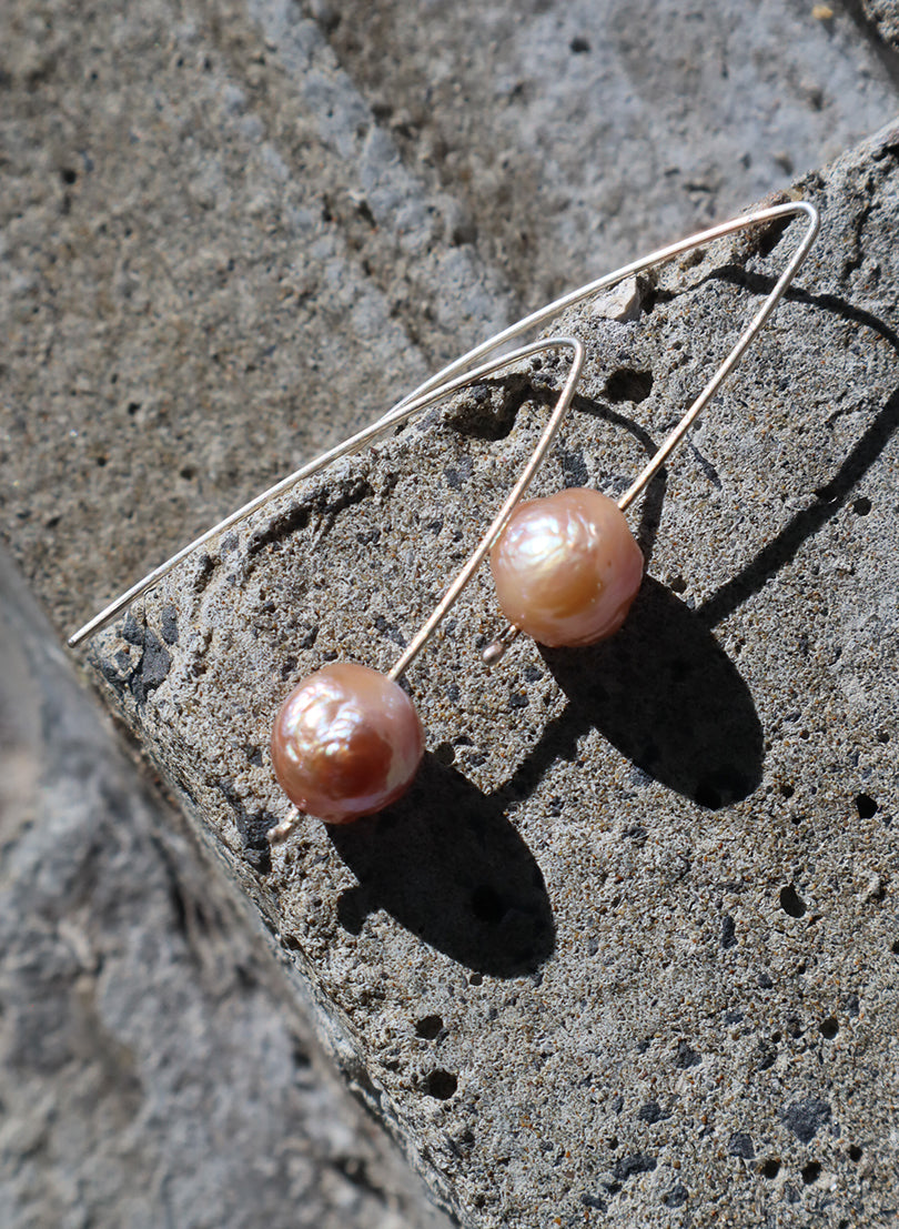 Drop Pearl and Silver Earrings