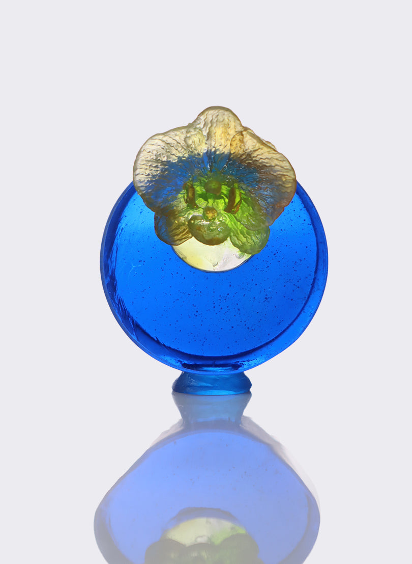 Small Botanical Sculpture - Blue with Orchid Flower