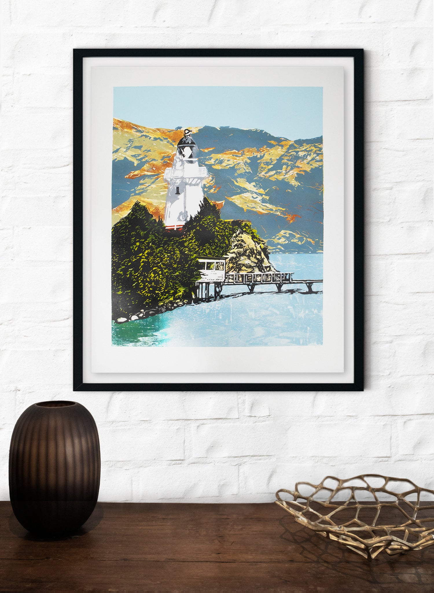 Akaroa Lighthouse - Woodblock Print