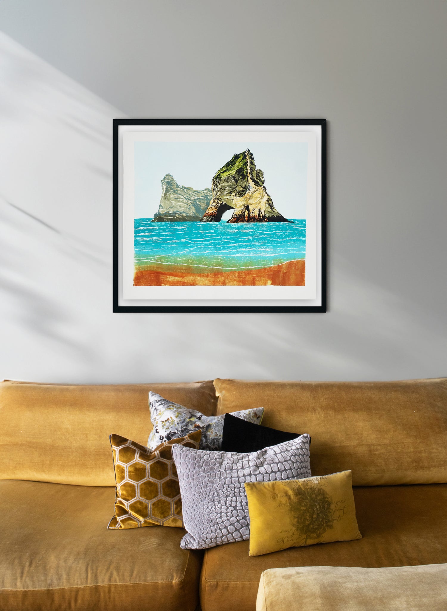 Wharariki Beach - Woodblock Print