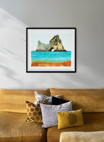 Wharariki Beach - Woodblock Print