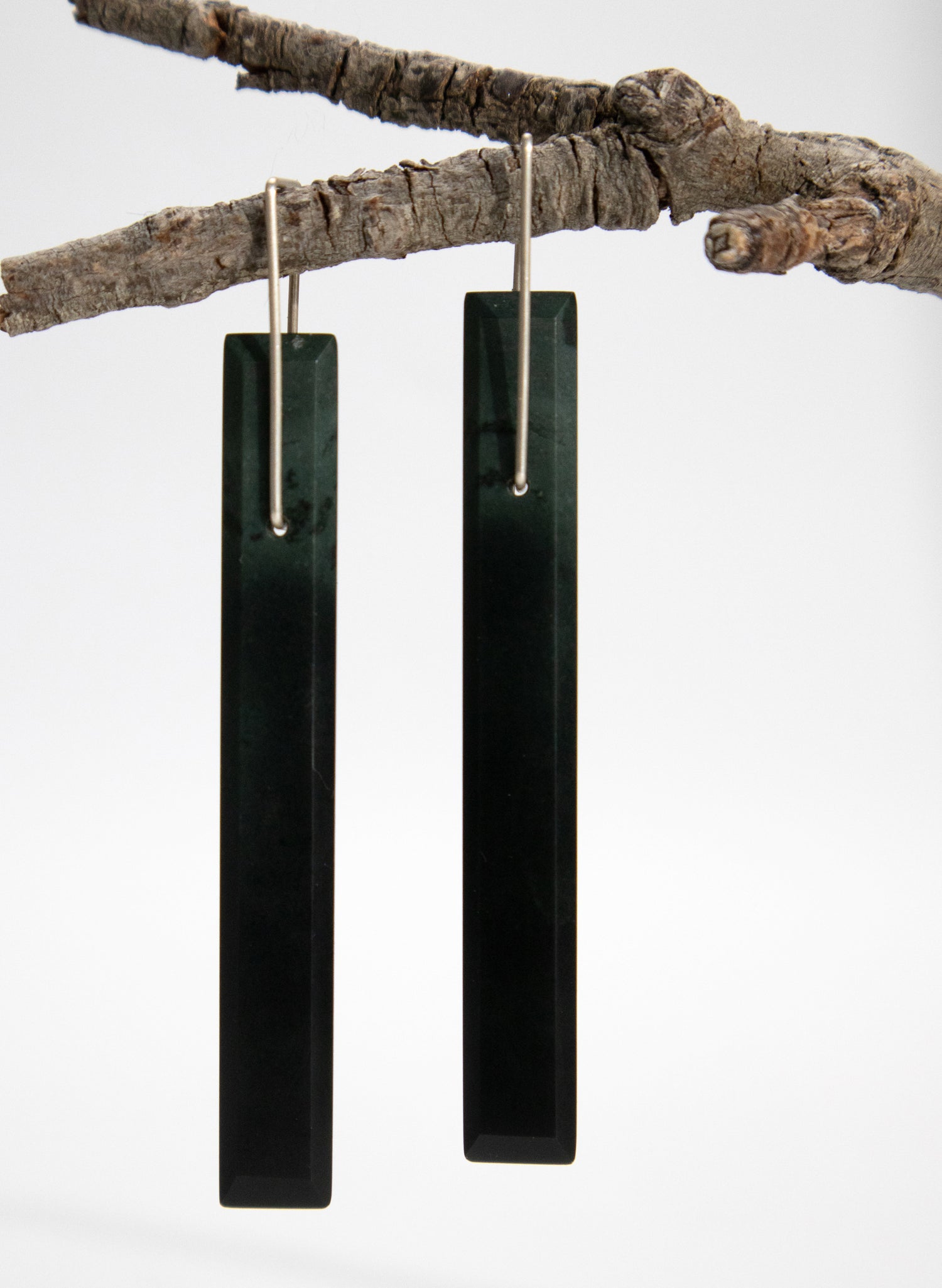 Column Australian Black Jade Earrings