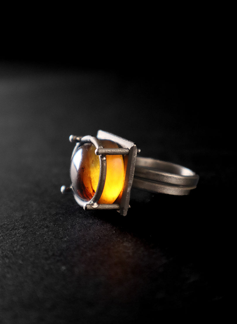 NZ Amber + Titanium + 24ct Gold