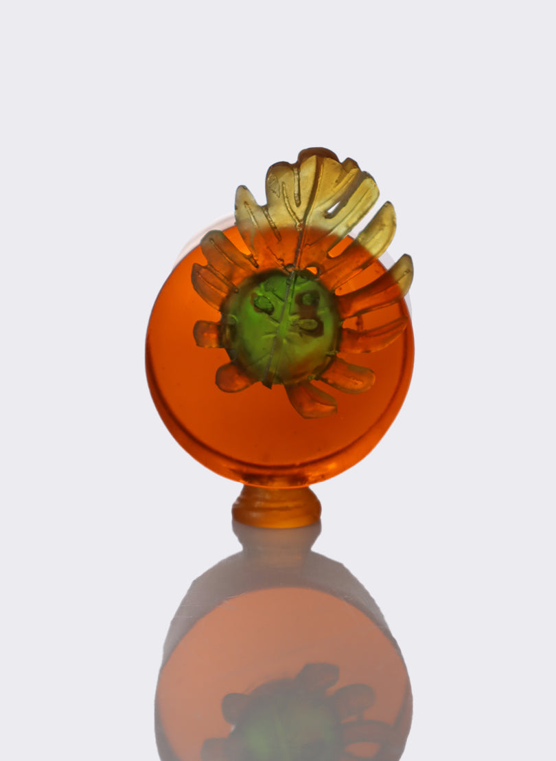 Small Botanical Sculpture - Orange with Monstera Flower