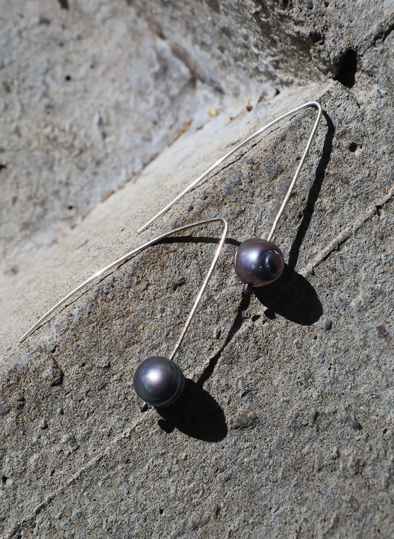 Drop Pearl and Silver Earrings