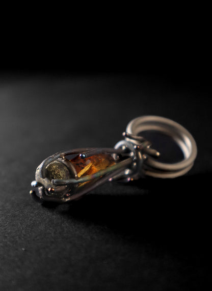 NZ Amber Pyrite Titanium Ring