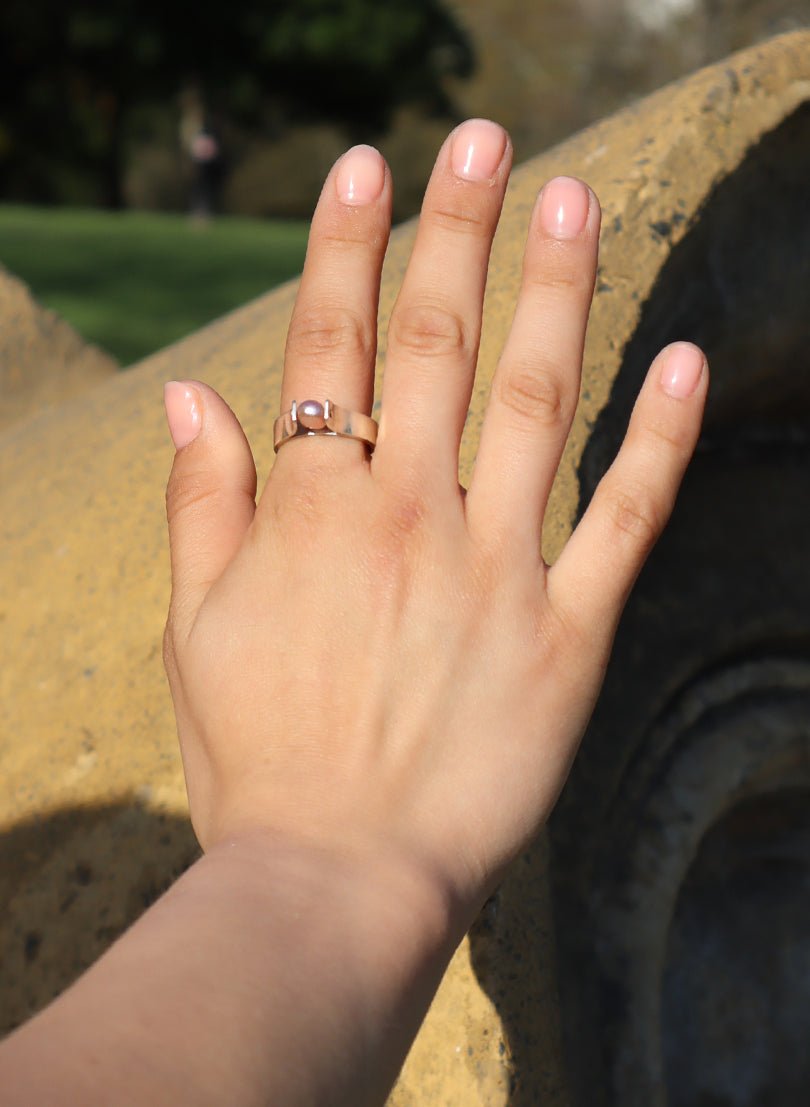 Pink Pearl Sterling Silver Ring