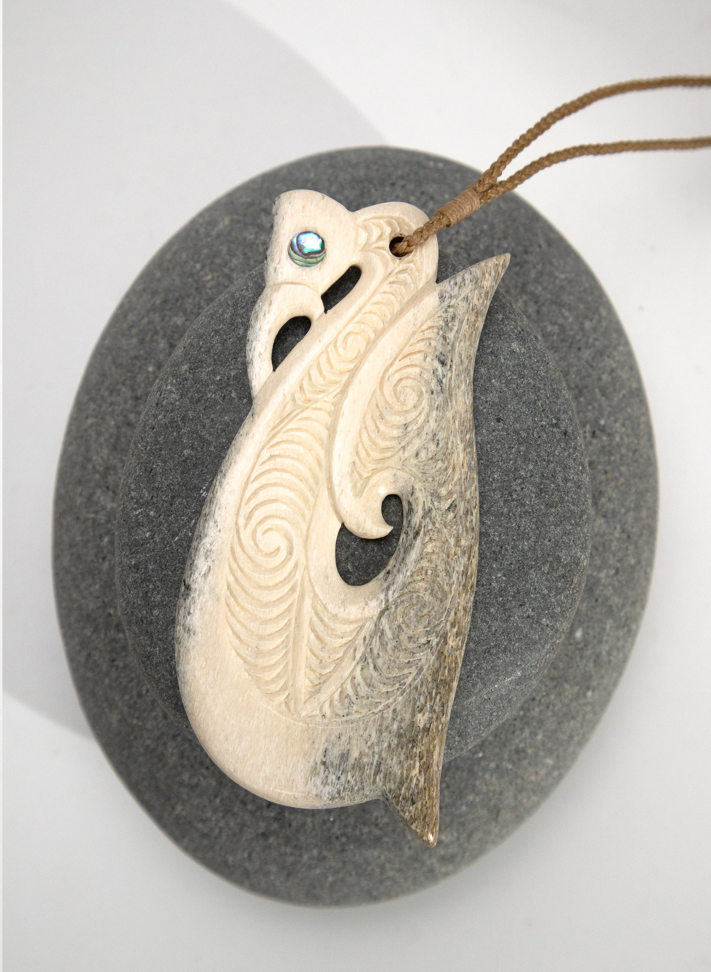 Carved Whalebone Manaia Necklace