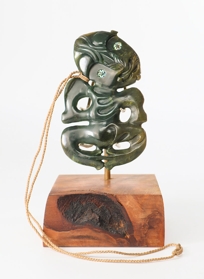 Pounamu Hei Tiki on a Stand