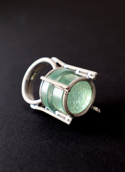 Worn Sea Glass Ring - Titanium
