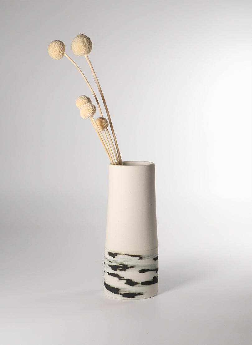 Medium Vase - Black Shibori