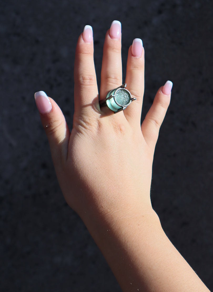 Worn Sea Glass Ring - Titanium