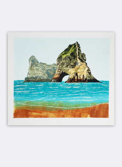 Wharariki Beach - Woodblock Print