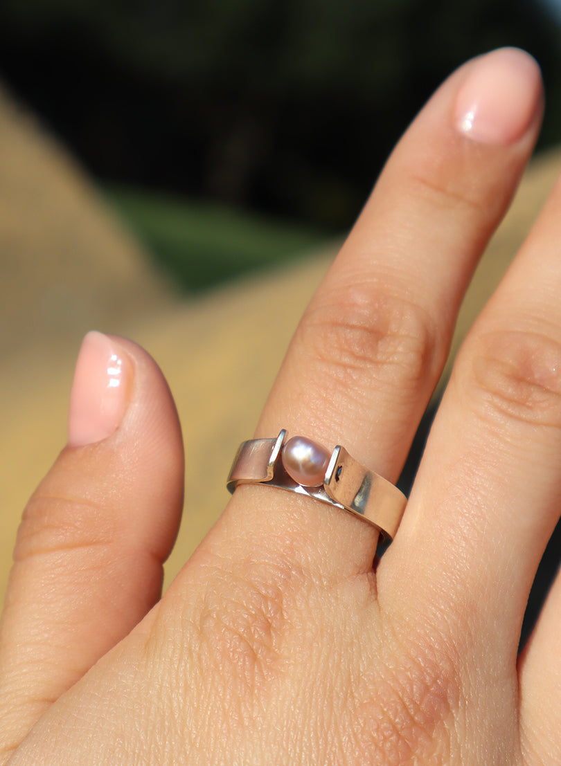 Pink Pearl Sterling Silver Ring