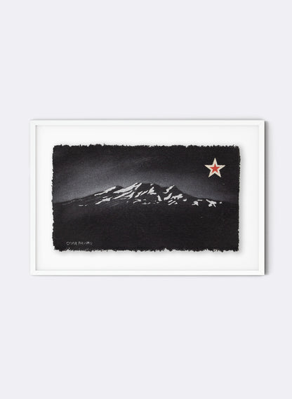 Mount Ruapehu - Postcard Artwork - Black