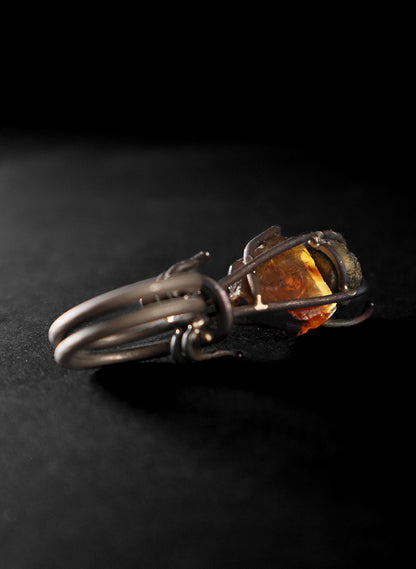 NZ Amber Pyrite Titanium Ring