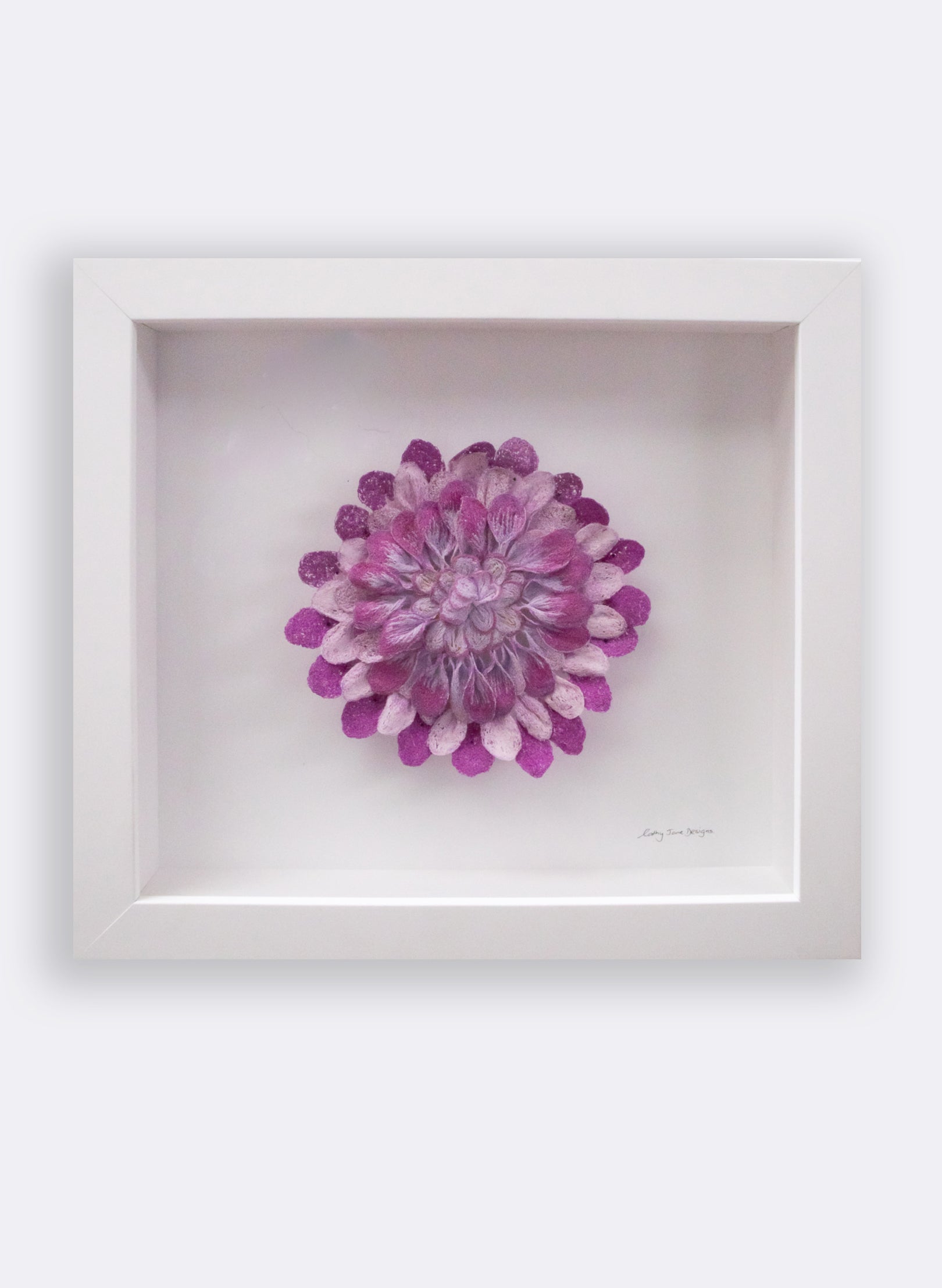 Pink &amp; Purple Dahlia Sculptural Embroidery