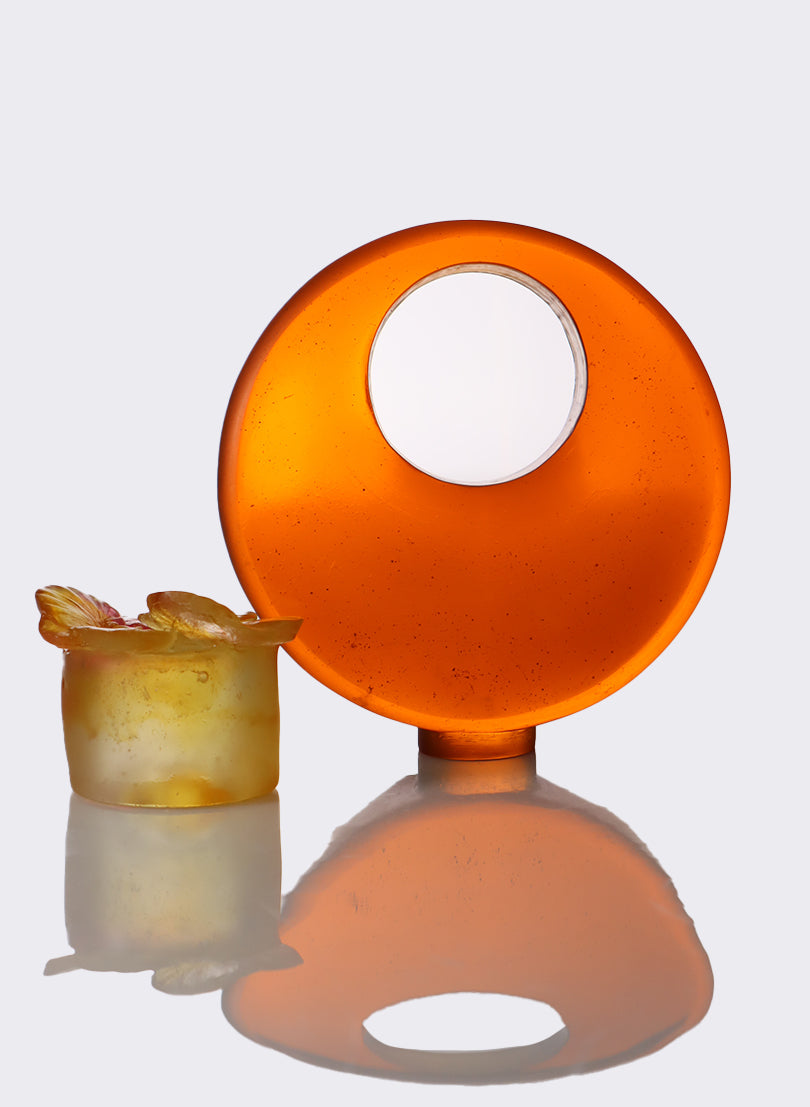 Large Botanical Sculpture - Orange with Hibiscus Flower