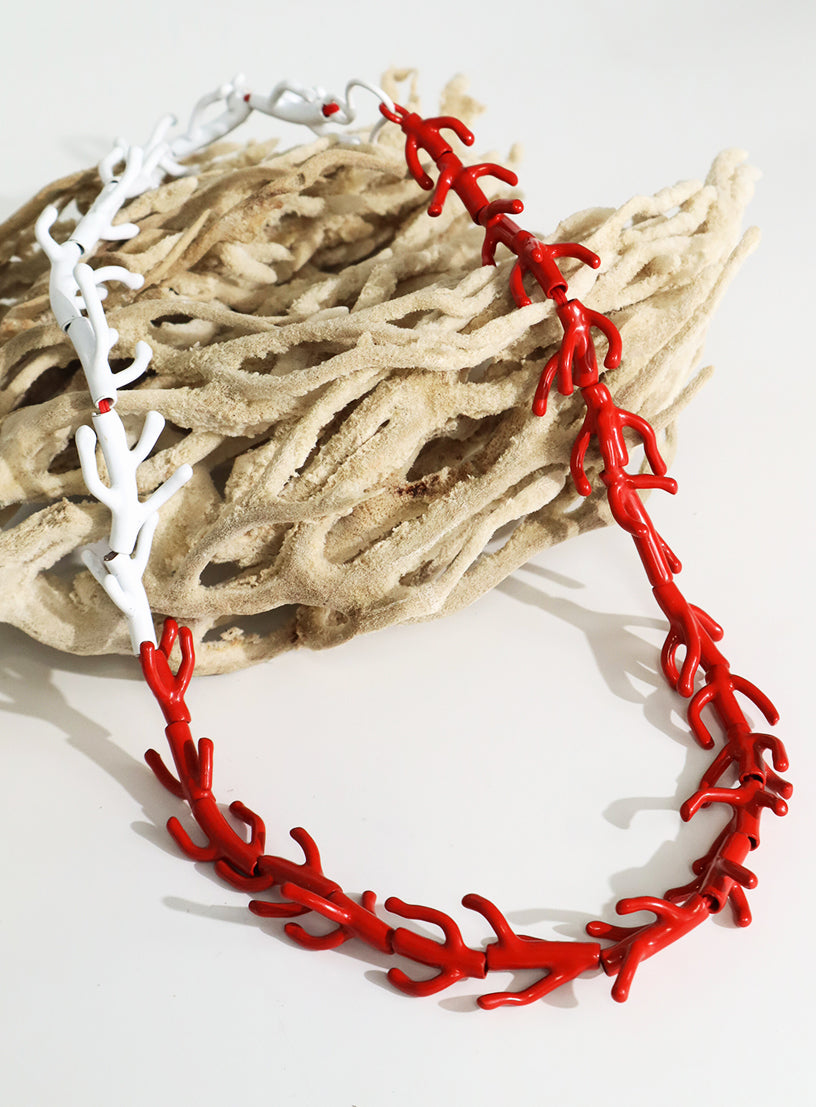 Coral Necklace - Red and White