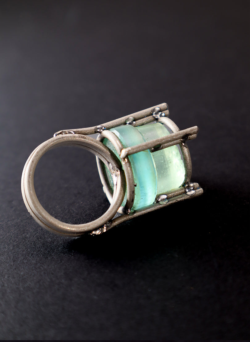 Worn Sea Glass Ring - Titanium