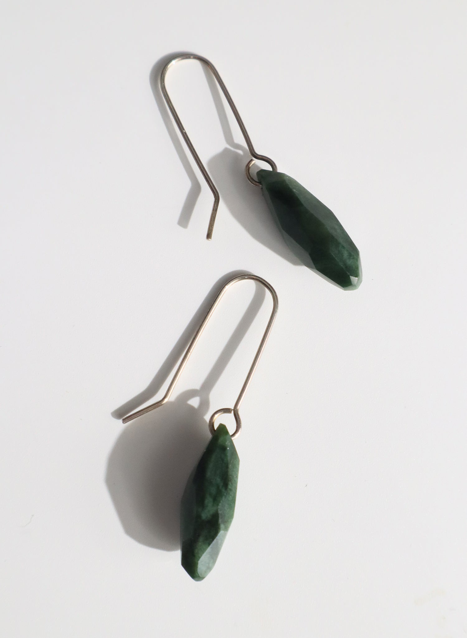 Faceted Rock Pounamu and Sterling Silver Earrings